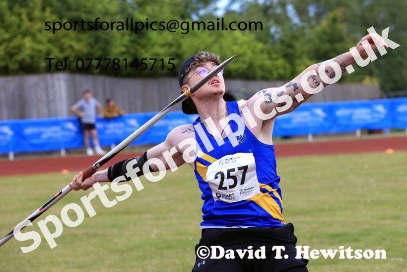 Senior Mens javelin 2024 Northern Senior and Under-20s Track and Field Champs, Middlesbrough.  Photo: David T. Hewitson/Sports for All Pics